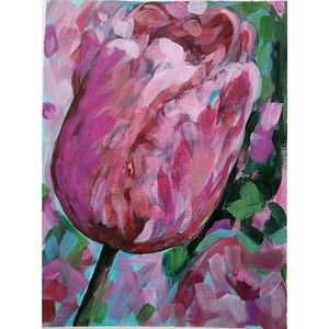 Tulip Pink Acrylic Original Painting 11x14 Canvas Sheet